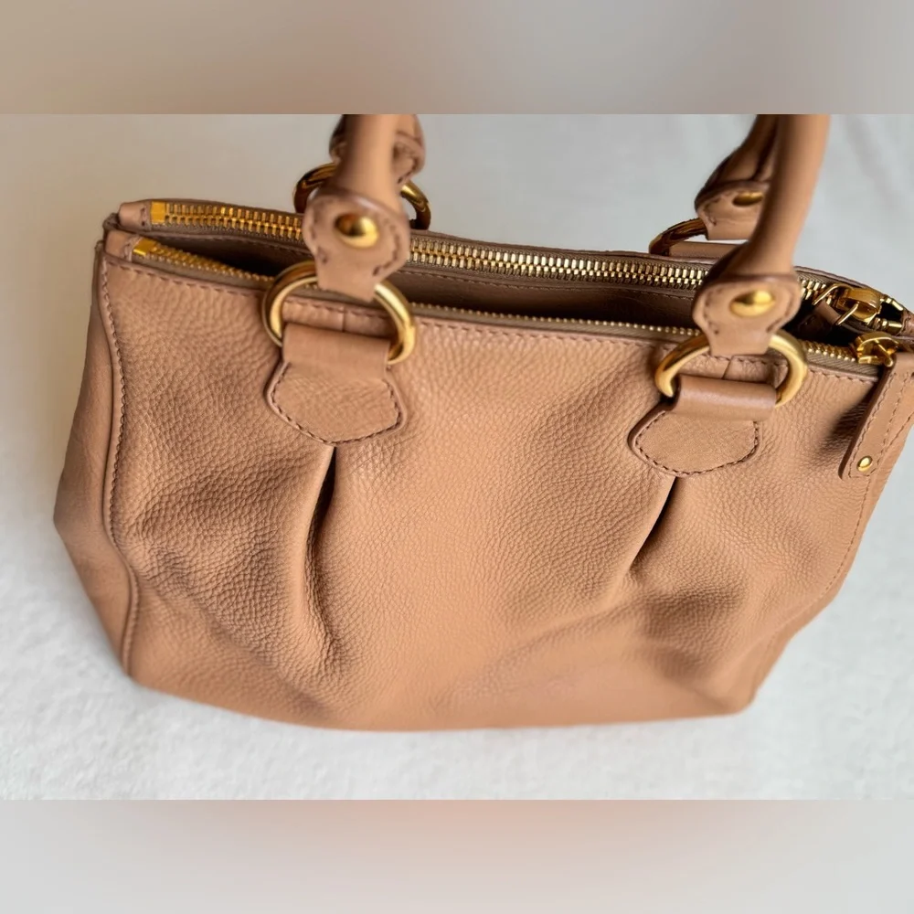 MIU MIU Brown Pebbled Leather Double Zip Tote - Picture 9 of 15